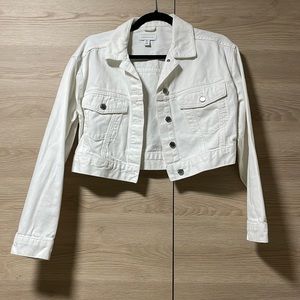 White denim topshop crop jacket